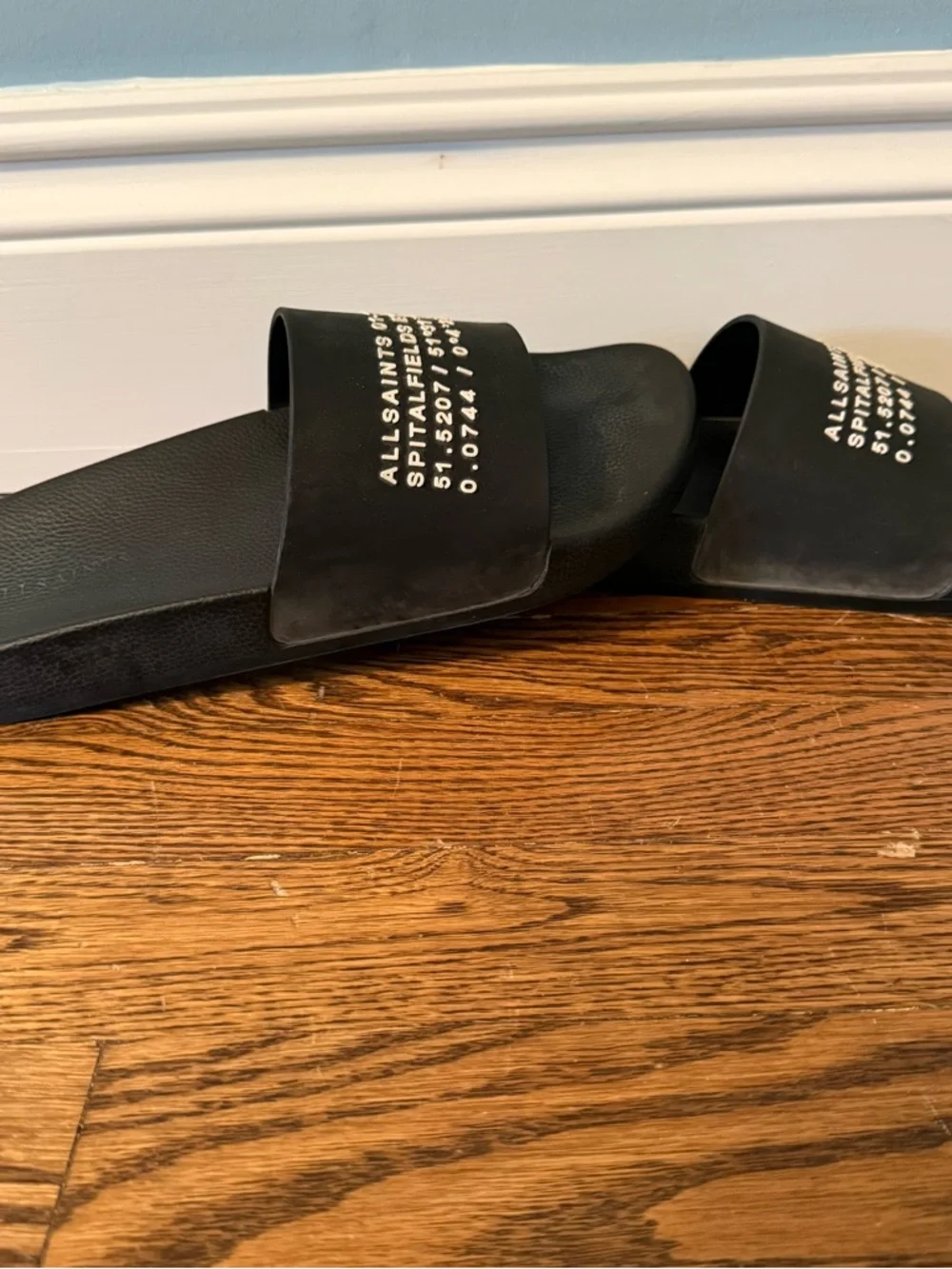 ⭐️ AllSaints Black Logo Slide Sandals - White Text